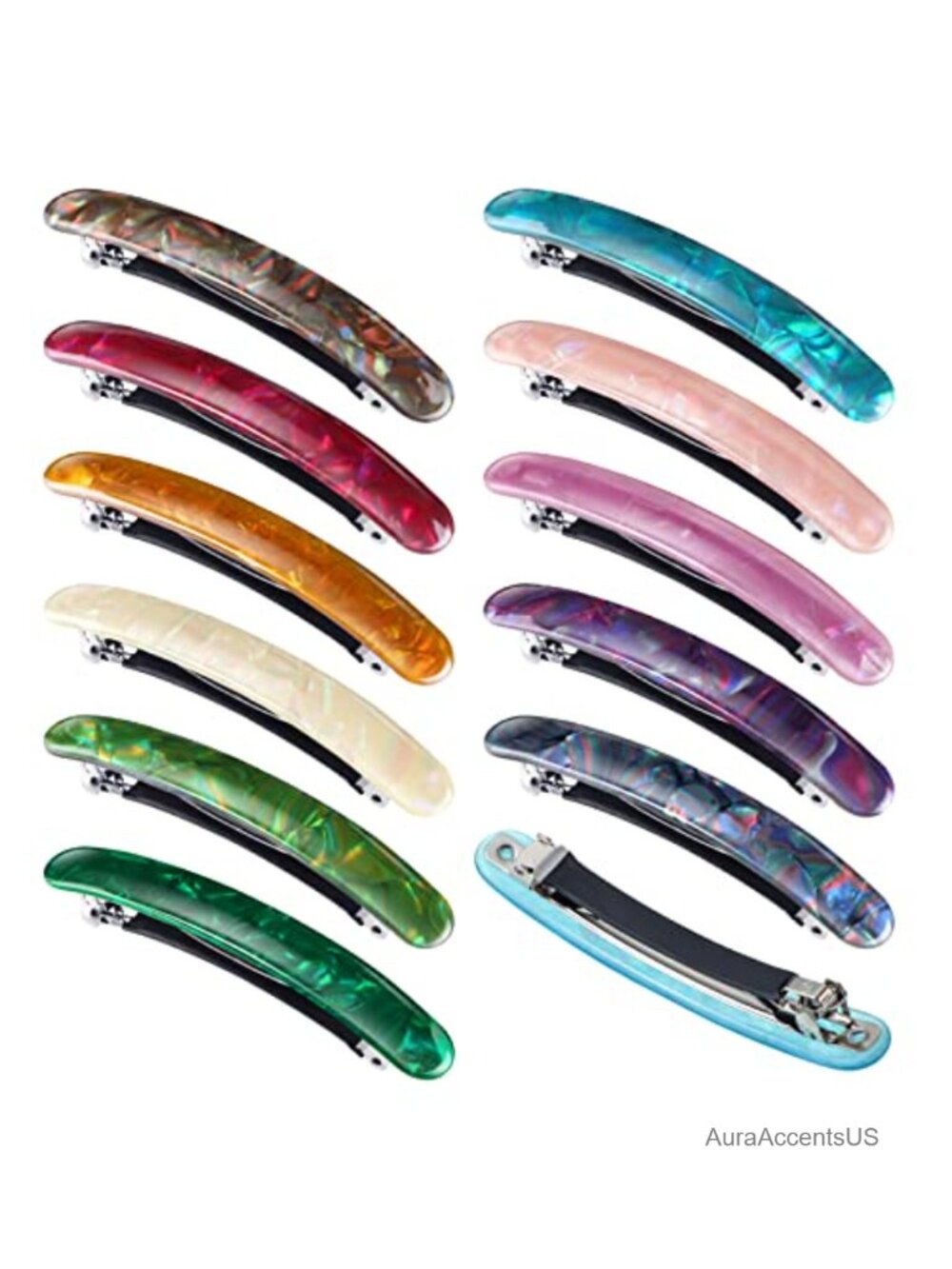 12 Pcs Cellulose Acetate Tortoise Shell Hair Barrette Clips for Women Non-Slip